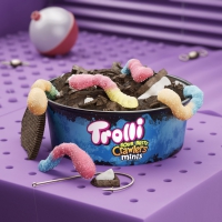 Trolli Gummy Worms in a container of Oreos